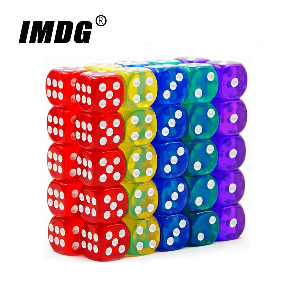 10pcs/pack Colors Acrylic Dice 14mm Transparent Round Corner High Quality Boutique Game Dice