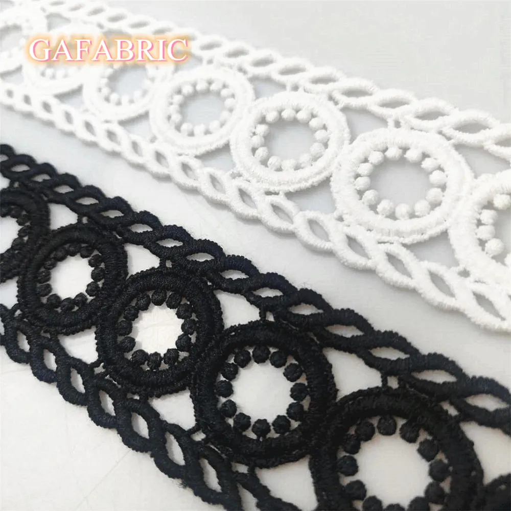 4cm Wide Black White Floral Embroidered Lace DIY Sewing lace Apparel Fabric Lace trimmings for Dress 1yard