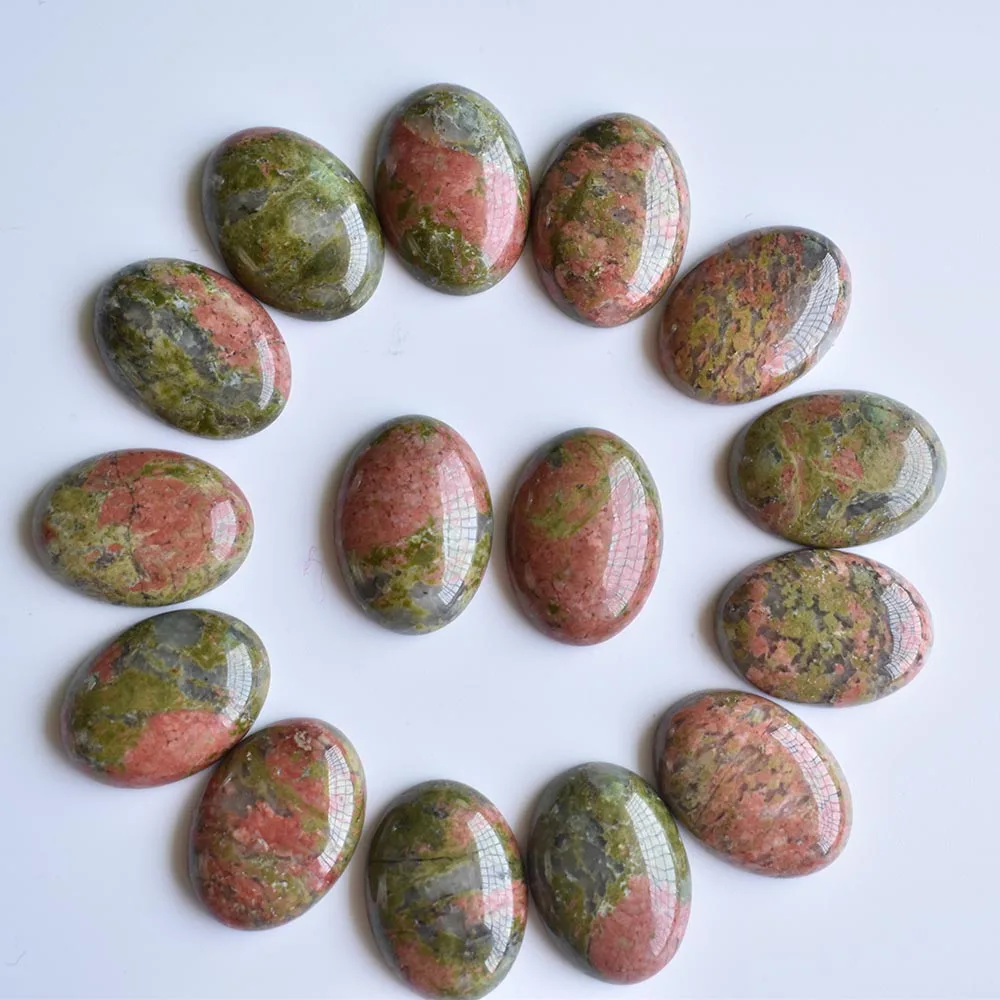 

Fashion 25x18mm natural unakite Stone Oval CAB CABOCHON stone beads for jewelry making 30pcs/lot Wholesale Free shipping