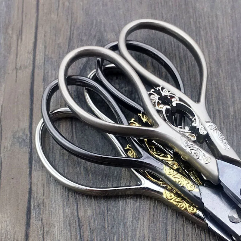 1PC European Vintage Stainless Steel Floral Scissors Sewing Shears DIY Tools Flower Pattern Embroidery Scissors