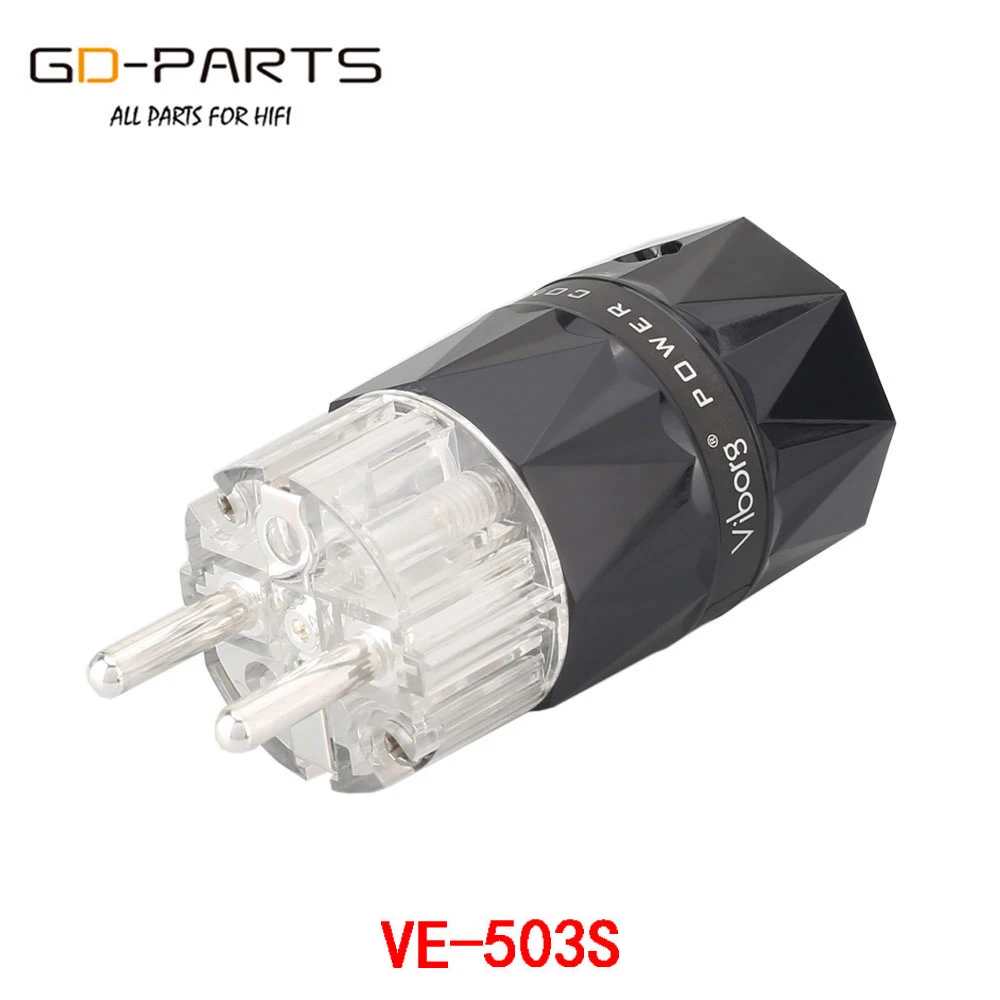 Viburg-موصلات كبل طاقة الصوت ، قابس التيار المتردد Schuko HiFi ، نحاس نقي ، فضي ، روديوم مطلي بالذهب ، VE503 ، 1 قطعة