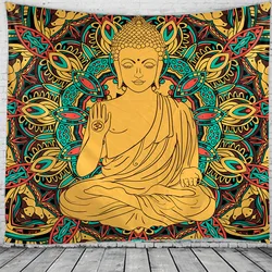 Indian Buddha Tapestry, Ancient Buddhist, Yoga Wall Hanging, Hippie, Bohemian, Living Room, Bedroom, Meditation