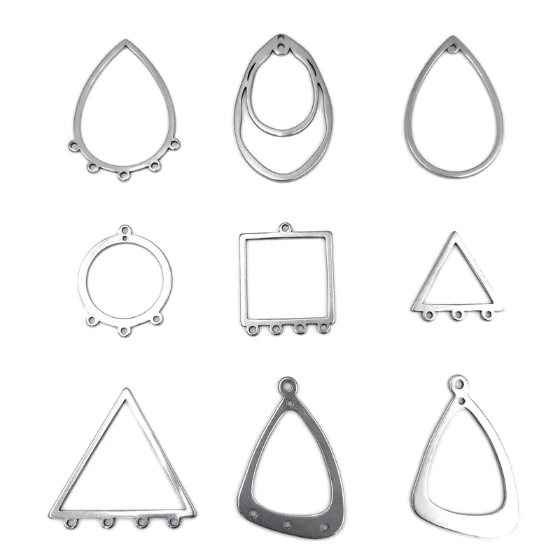 

50pcs Stainless steel earring pendant connector Geometric hollow Earring Charms DIY earrings tassel pendant finding