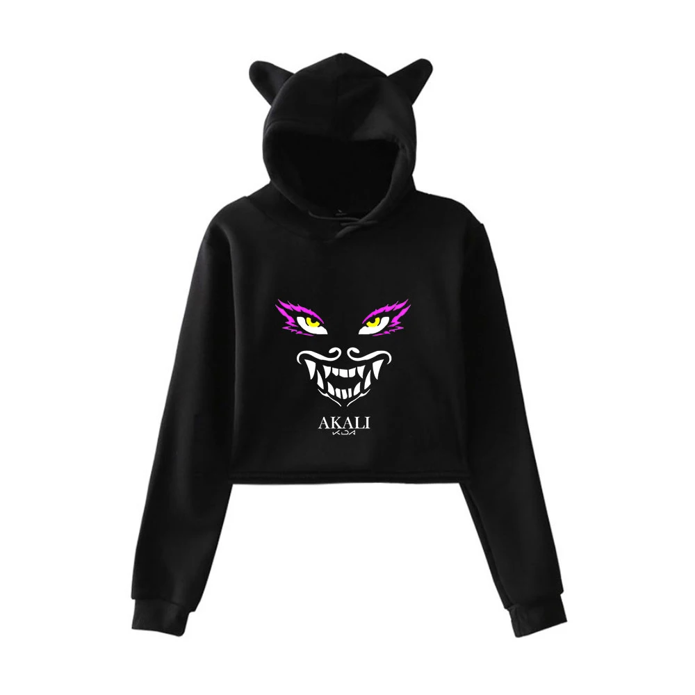 Kda Baddest 2020พิมพ์ Streetwear พิมพ์แมวหู Hoodies Sweatshirt เพลงใหม่น่ารักกระเป๋าสตางค์กระเป๋าสตางค์ผู้หญิงเซ็กซี่ Crop Tops