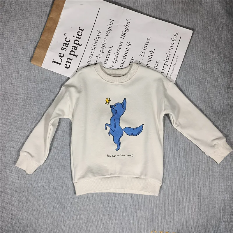 

BOBOZONE blue fox and butterfly sweatshirt for kids boys girls