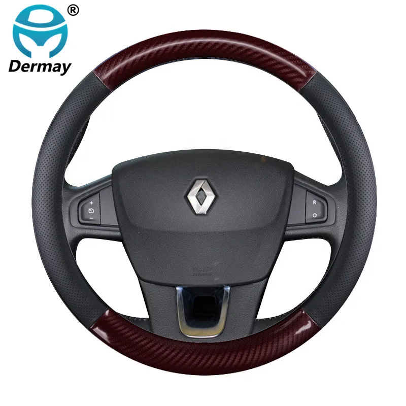 for Renault Megane 4 IV Genuine Leather Car Steering Wheel Cover Cowhide + Carbon Fibre High Quality Auto Accessories