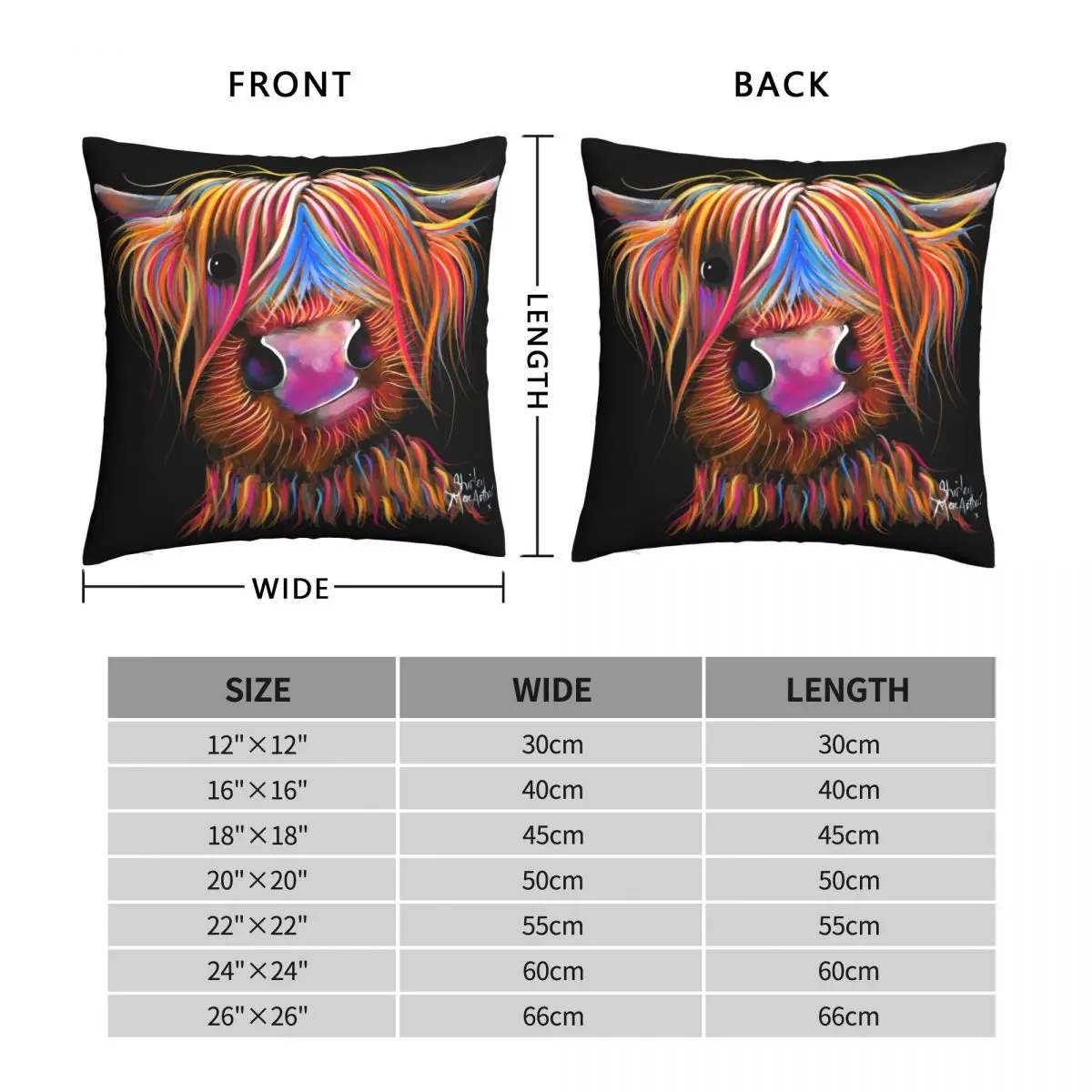 CoW PRiNT SCoTTiSH HiGHLaND BRuCe Pillowcase Polyester Linen Velvet Printed Zip Decor Throw Pillow Case Room Cushion Cover 45x45