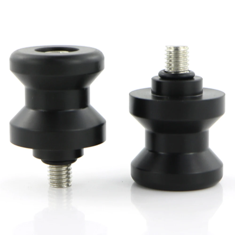 For Kawasaki Yamaha KTM M10 10mm Motorcycle Swing Arm Spools Screws Sliders Swingarm Stands Bobbins POM Plastic Black 1 Pair