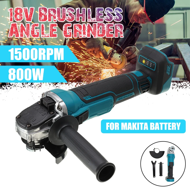 

18V 800W Cordless Brushless Impact Angle Grinder Electric Polishing Grinding Machine Rechargeable Power Tools For Makita Battery