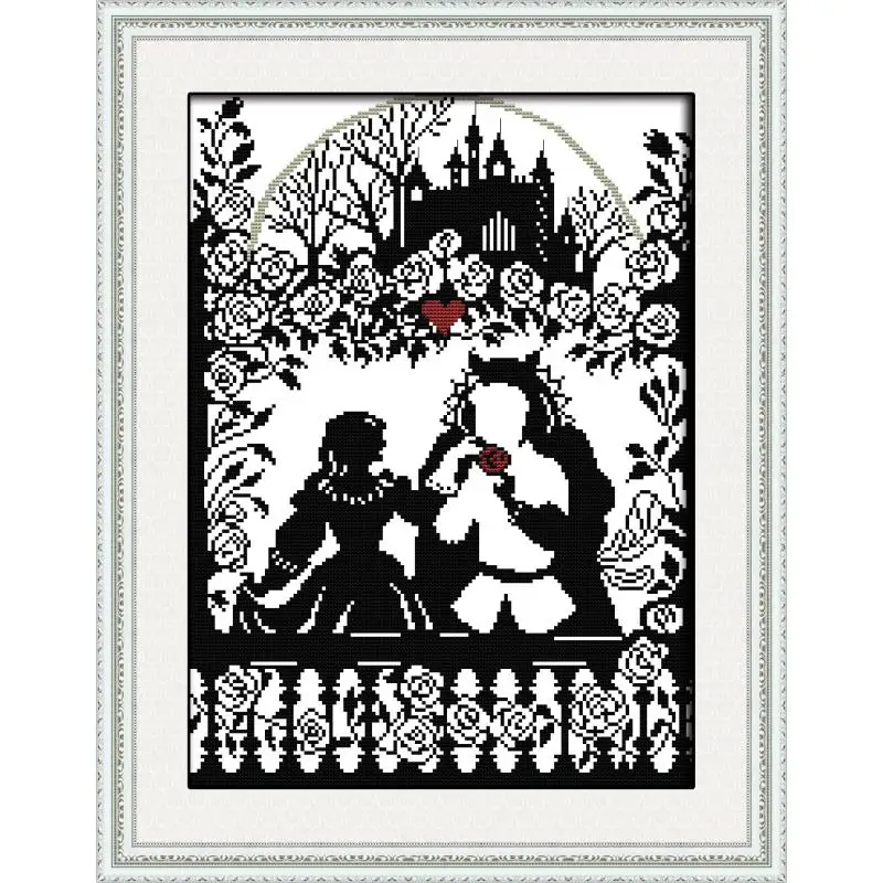 Fiaba Personaggio Dei Cartoni Animati Serie in Bianco E Nero di Stampa Punto Croce Kit 14CT in Bianco E Nero Del Ricamo Kit Principiante Fai da Te