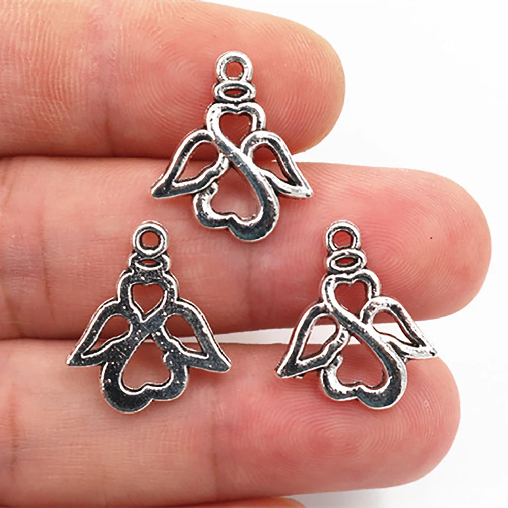 

19x15mm 20pcs Antique Silver Plated Angel Handmade Charms Pendant:DIY for bracelet necklace-P2-16