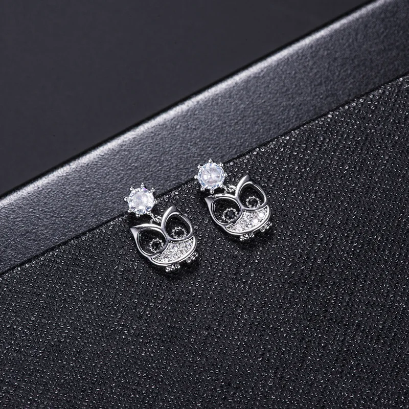 New Hot moda 925 Sterling srebrna sowa kolczyki dla kobiet dziewczyn prezent moda komunikat biżuteria śliczne kolczyki — zdjęcie 4