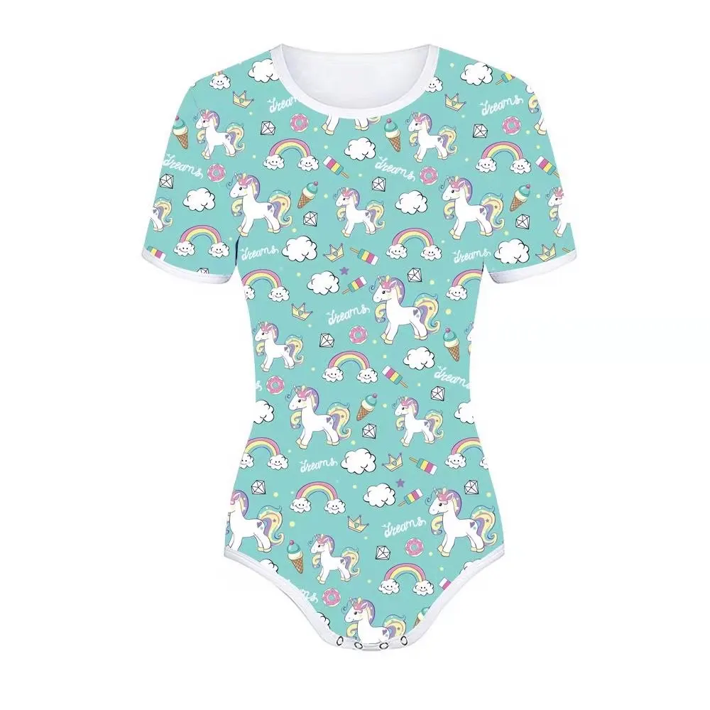 Adult Baby Onesie Diaper Lover And Sissy Pajamas Snap Crotch Romper Clothes Rabbit Dinosaur Printed Adult Bodysuit For Adult Boy