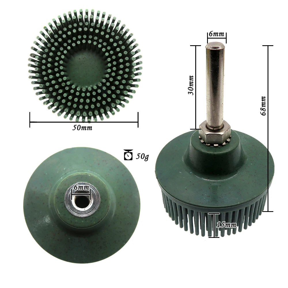 2Inch 50MM  Bristle Disc Emery Rubber Abrasive Brush Polishing Grinding Wheel for Burr Rust Removal Grit 50#80#120#