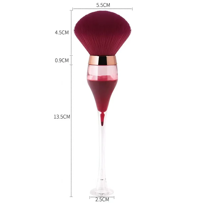 Luxury Wine Glass Make up Brush Soft Nail Art Cleaning Dust Brush Manicure Tool Cosmetic Blush Powder Facial Brush