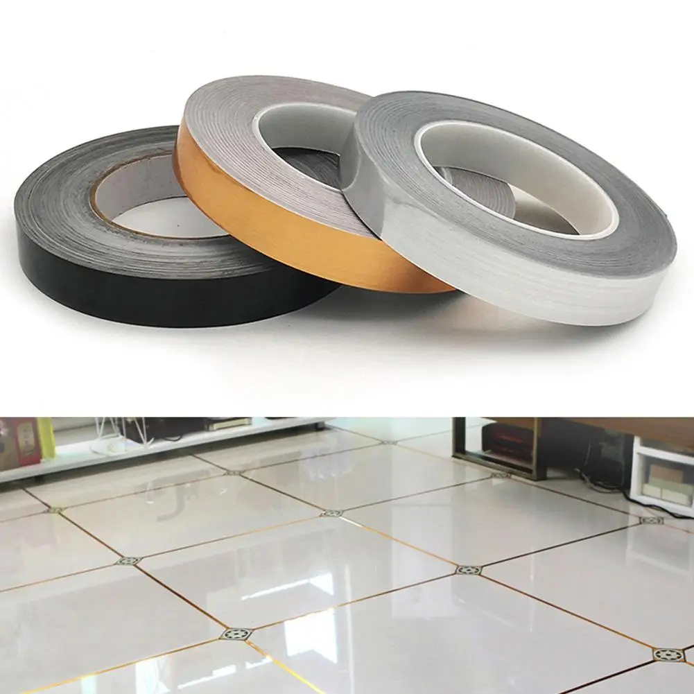 50m 1 Roll DIY Ceramic Tile Crevice Sticker Self Adhesive Waterproof Wall Tile Floor Seam Sticker Gap Sealing Foil Tape Decor