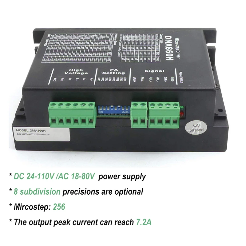 Sterownik silnika krokowego MA860H Microstep 256 2 fazy 18-80 V AC 7,2 A dla silnika krokowego NEMA23 NEMA34