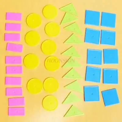 Colorful plastic large geometric piece set graphics to recognize primary school first grade math teaching aids