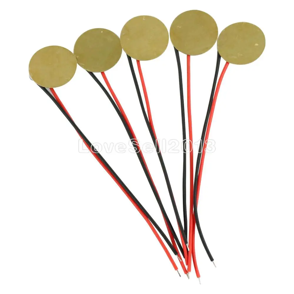 5PCS 12mm Piezo Elements Sounder Sensor Trigger Drum Disc+wire copper