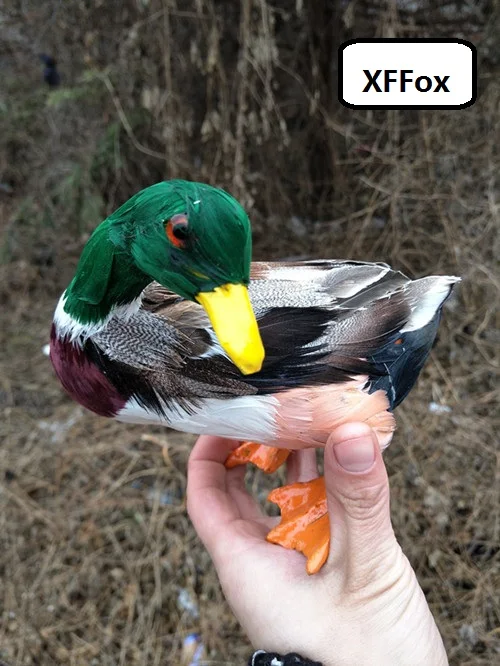 Cute Simulation Duck Model Foam & Furs Real Life Turned Bird Model Gift Approx. 14x12cm - XF2199