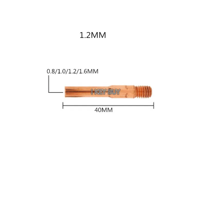 CO2 용접기 기관총 액세서리 0.8 / 1.0 / 1.2/1.6x40mm 구리 용접 전도성 노즐 180A 350A 와이어 피드 노즐