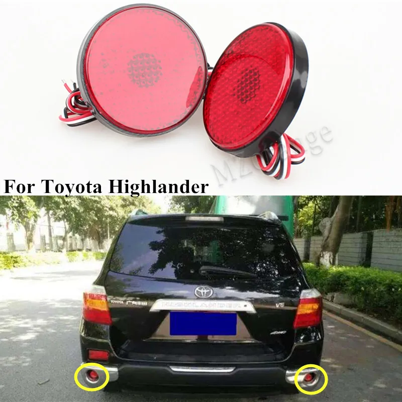 

MZORANGE 21 LED Red Lens Rear Bumper Reflector Tail Light For Toyota Highlander Sequoia ZRR70 Noah Voxy 2008-2010 Rear Stop Lamp