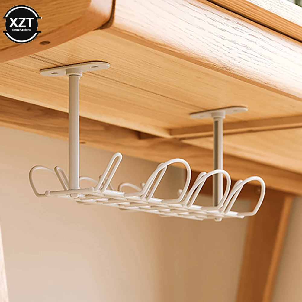 New Under Table Storage Rack Bottom Shelf Cable Rack Outlet Holder Hanging Rack Line Finishing Home Office Desk Wire Organizers