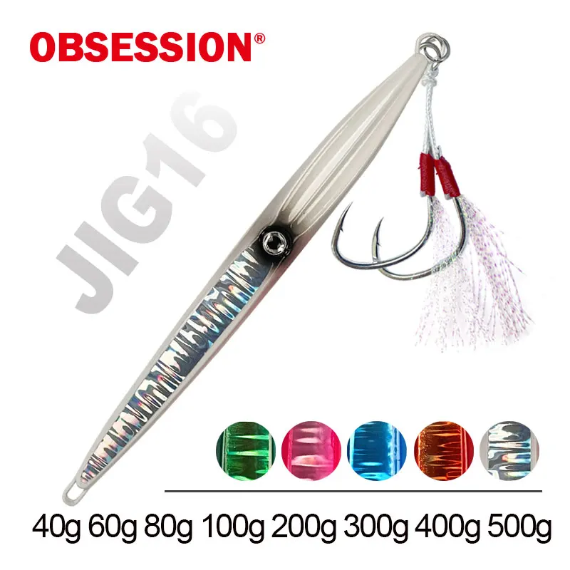 

OBSESSION 40g-500g Metal Sinking Jig Saltwater Carp Pike peche Jig Spinner Crankbait Ocean Fishing Hooks Sea-bream Accessories