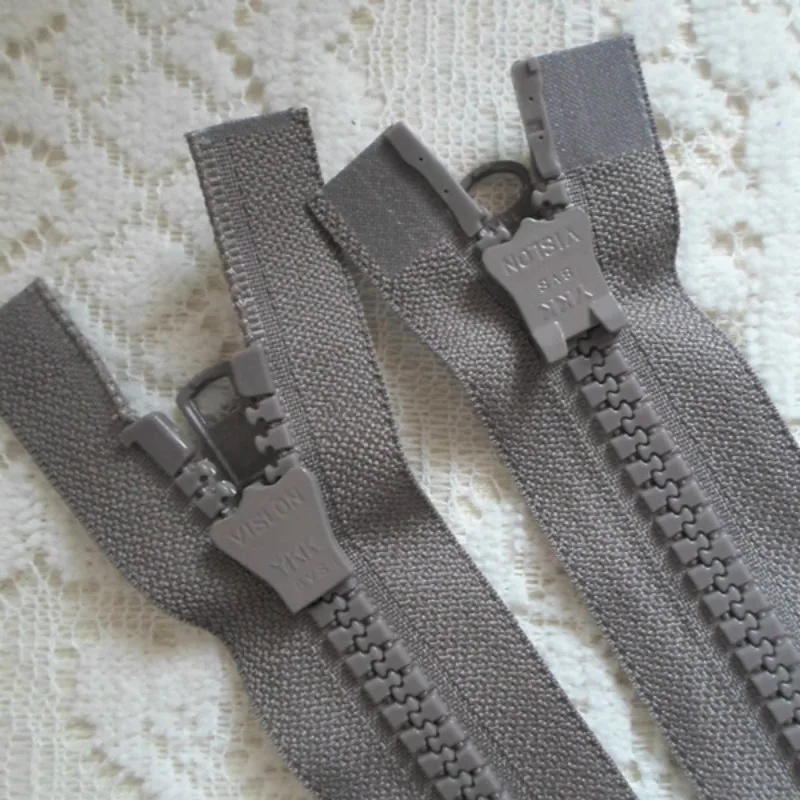 2 PCS/LOT LONG YKK RESIN ZIPPER GREY Double SLIDER HEAVY DUTY 2 WAY FOR Coak Jacket SEWING ACCESSORIES DIY Apparel  Fabric