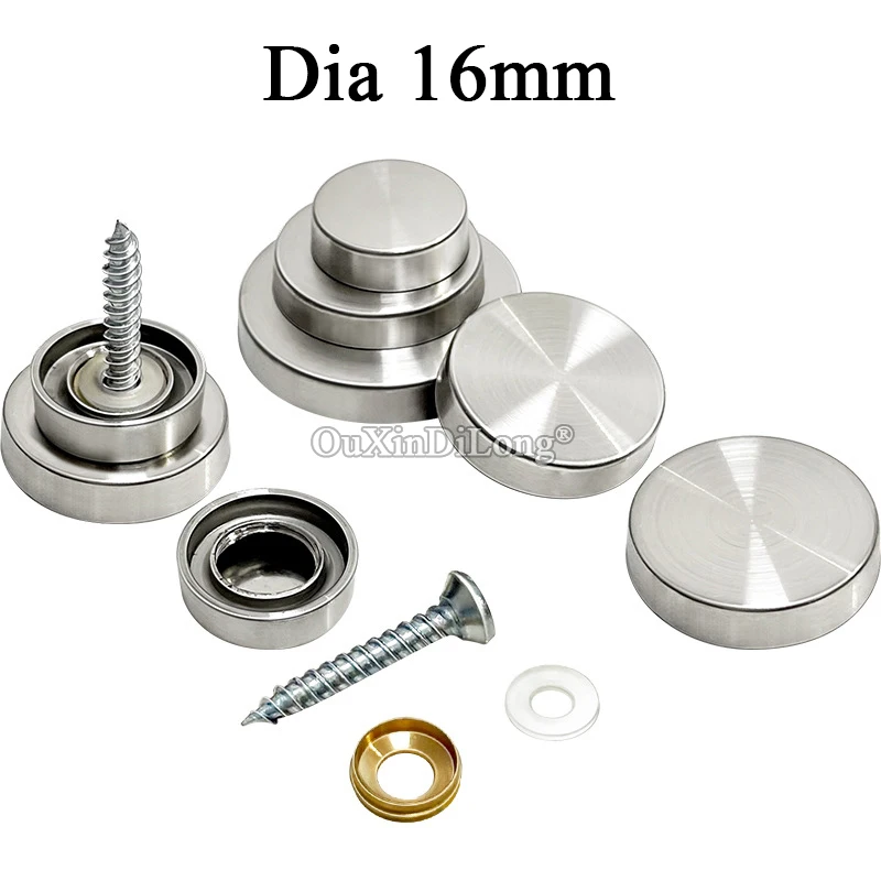 

2000PCS 304 Stainless Steel Diameter 16mm Decoration Covers Billboard Decoration Nails Glass Fasteners Mirror Fixing Screw FK963