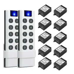 RF433Mhz universal wireless remote switch control DC 12V 1CH relay receiver module 10pcs + 2pcs transmitter