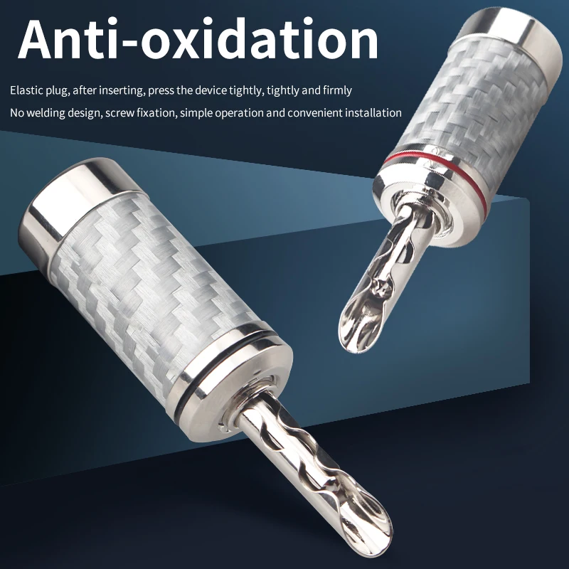 Xangsane 8pcs spina a banana placcata rodio in rame puro bianco/nero in fibra di carbonio con spina per cavo audio per altoparlanti hifi