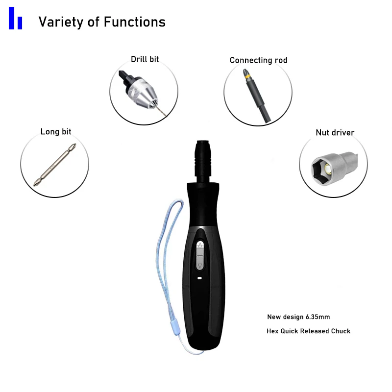 Super Cordless Electrical Screwdriver Mini Power Tool 2000Mah Rechargeable Multifucntion Manual And Automatic Double LED Light