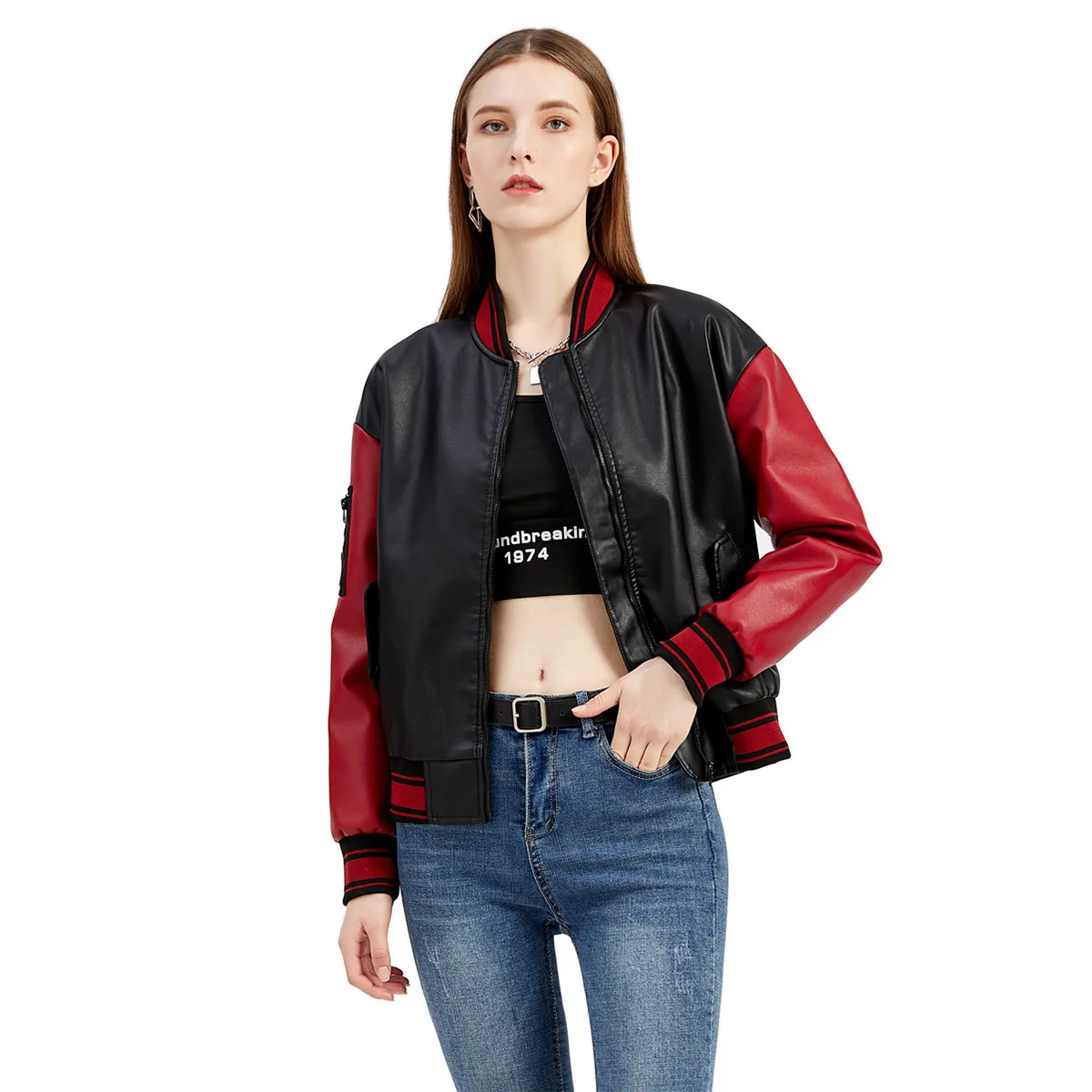 

Autumn PU Leather Casual Baseball Jacket Women 2022 Loose Ladies Fall Coat Abrigos Y Chaquetas De Invierno Para Mujer KD09