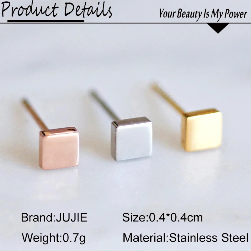 JUJIE Korean Stainless Steel Stud Earrings For Women 2020 Trend Simple Small Geometric Earring Set Fashion Jewelry Dropshipping