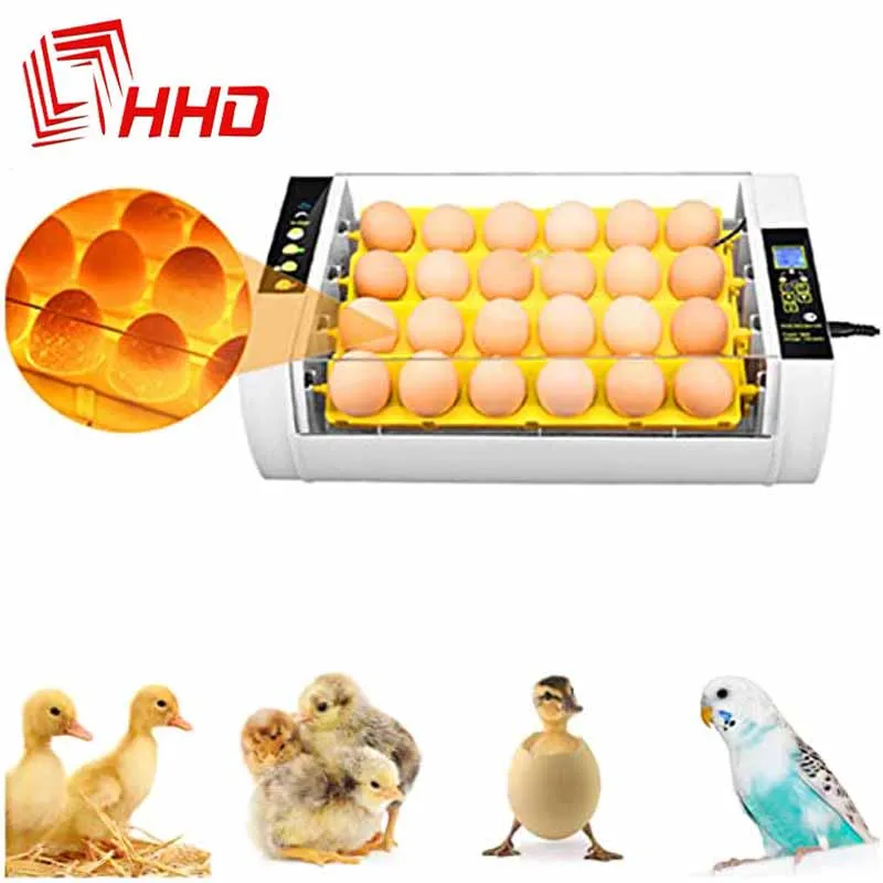 HHD Fully Automatic Incubator Hatching 24 Eggs Brooder High Hatching Rate Chicken Eggs Hatchery Machine Farm Hatchery Equipment