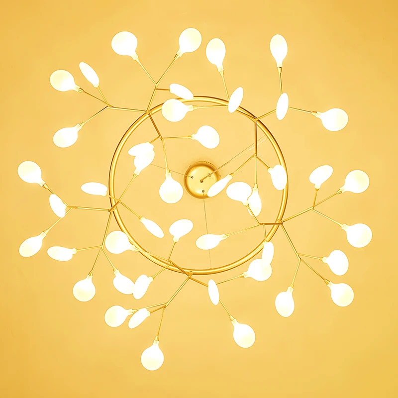 Imagem -05 - Nordic Designer Chandelier Heracleum Luz Sala de Estar Quarto Cozinha Preto e Dourado Círculo de Led Luminárias