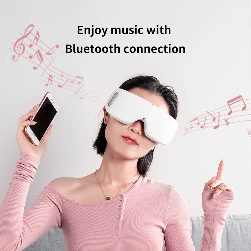 Masajeador de ojos inteligente recargable, masajeador Facial con Bluetooth, música, plegable, presión de aire, calefacción, relajación