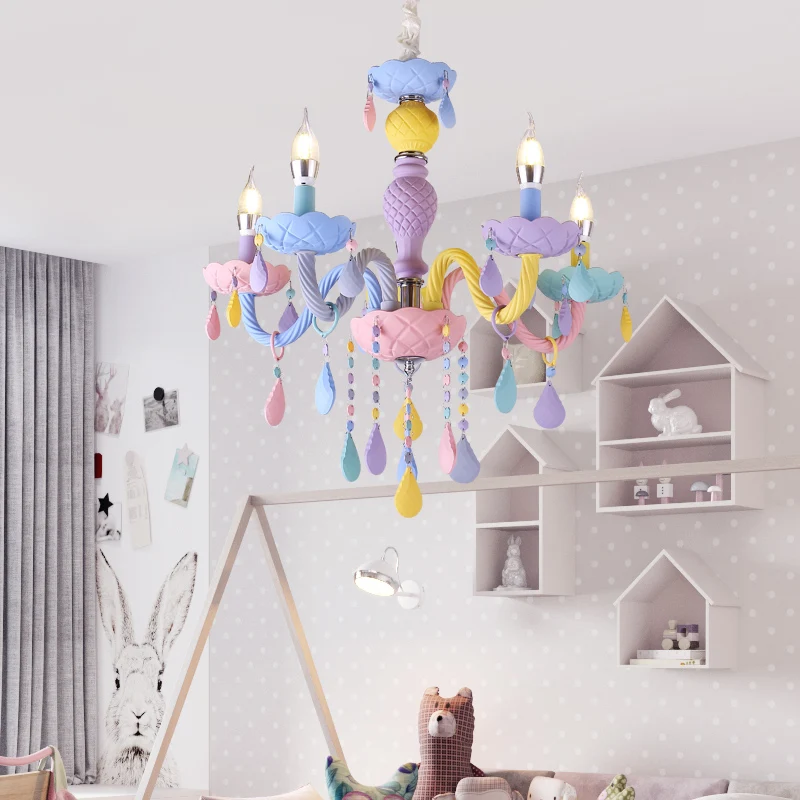 Imagem -02 - Lustres Modernos para Quarto Infantil Quarto Infantil Lâmpada Suspensa da Princesa Casa Interior Cor Macaron Quarto Infantil Lustre Novo