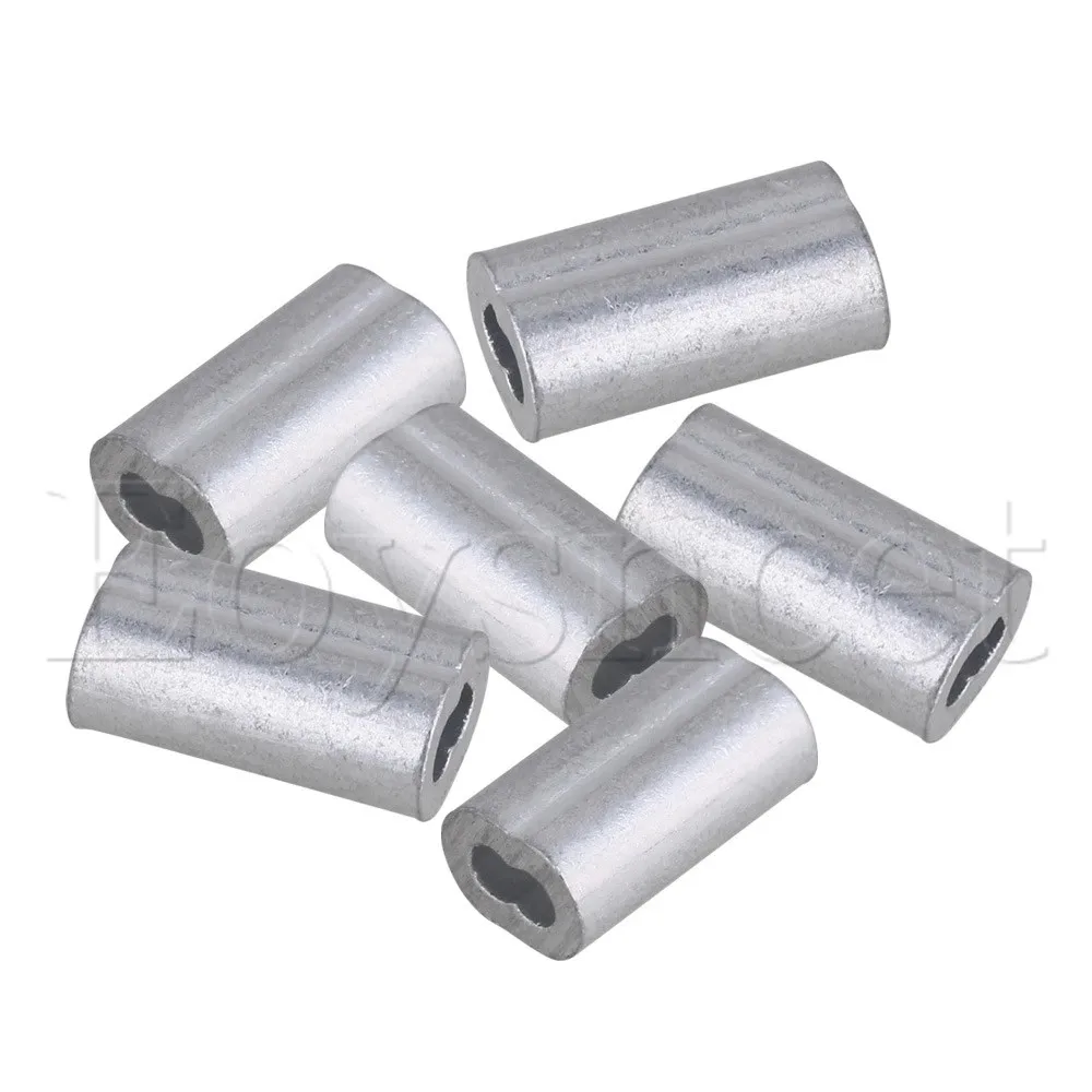 200PCS Silver M1.2 Double Hole Wire Rope Aluminum Clamp Clip
