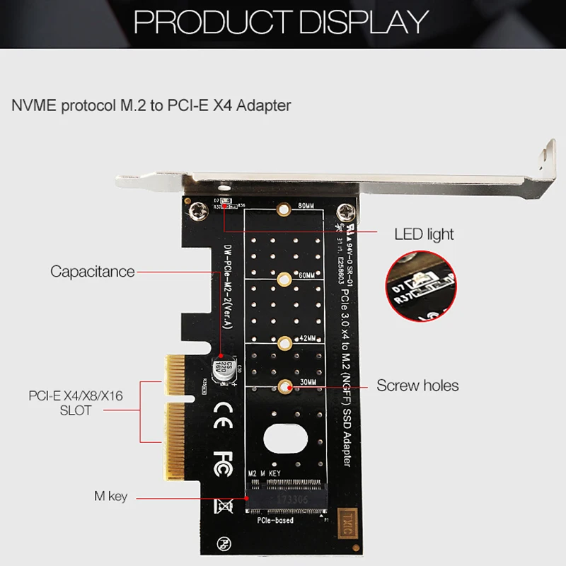 UTHAI T16 M.2 NVME-PCI-E 어댑터 M.2 NVMe SSD-PCIE 3.0 X16 X8 X4 라이저 카드-M 키 인터페이스 SSD 확장 카드