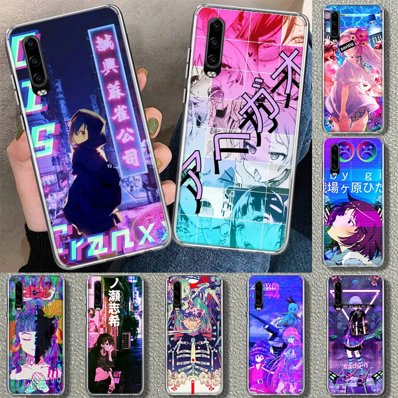 Vaporwave Glitch Anime Phone Case Cover For Huawei P30 P20 P40 P10 P50 Mate 20 40 30 10 Pro Lite Art Gift Fundas Coque Shell Cap