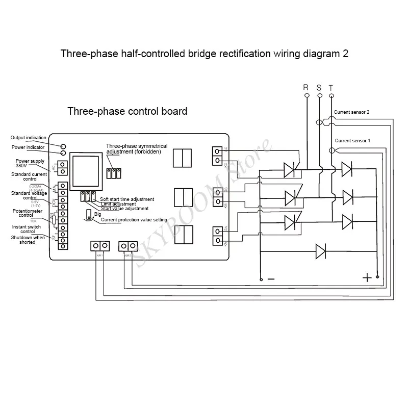 Three Phase Half Controlled Thyristor Trigger Board AC 380V SCR Phase Shift Control Board