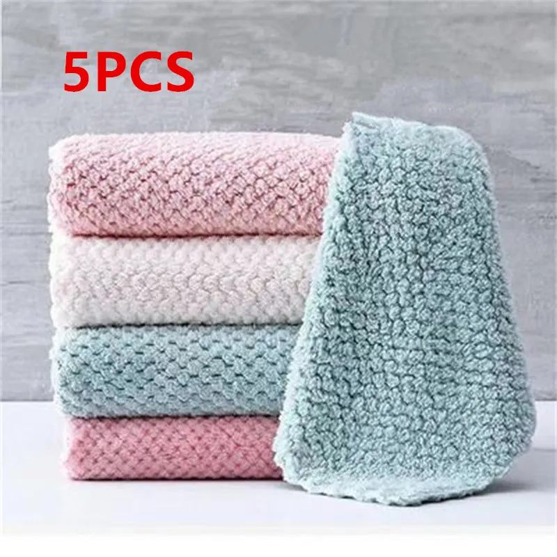 Soft Microfiber Kitchen Towels Super Absorbent Dish Cloth Anti-grease Wipping Rags Non Stick Oil Household Cleaning Towel