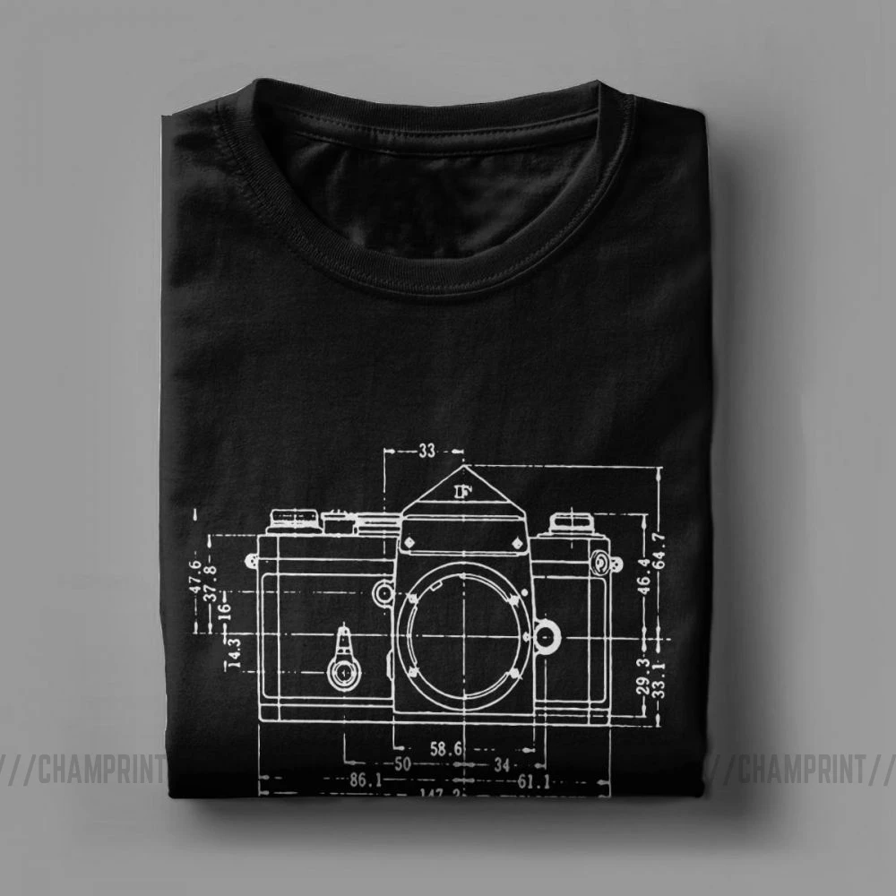 Men\'s Super Fashion Camera Patent T Shirt For Photographer Pure Cotton Clothing Casual Crew Neck Tees 4XL 5XL 6XL T-Shirts