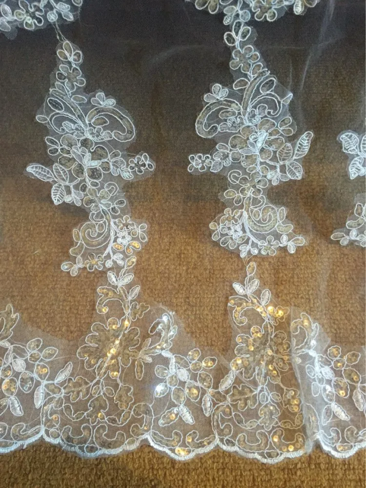 Brilliant lace Sequins Long 3 M 3.5m 5M Wedding Veils Wedding Accessories Cathedral Bridal Veils  White In Stock Hot Selling