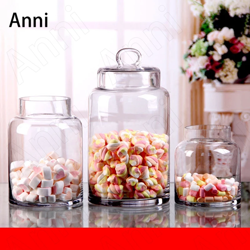 

Creativity Tall Feet Crystal Glass Bottle European Modern Transparent Candy Snacks Storage Jar with Lid Home Wedding Decoration