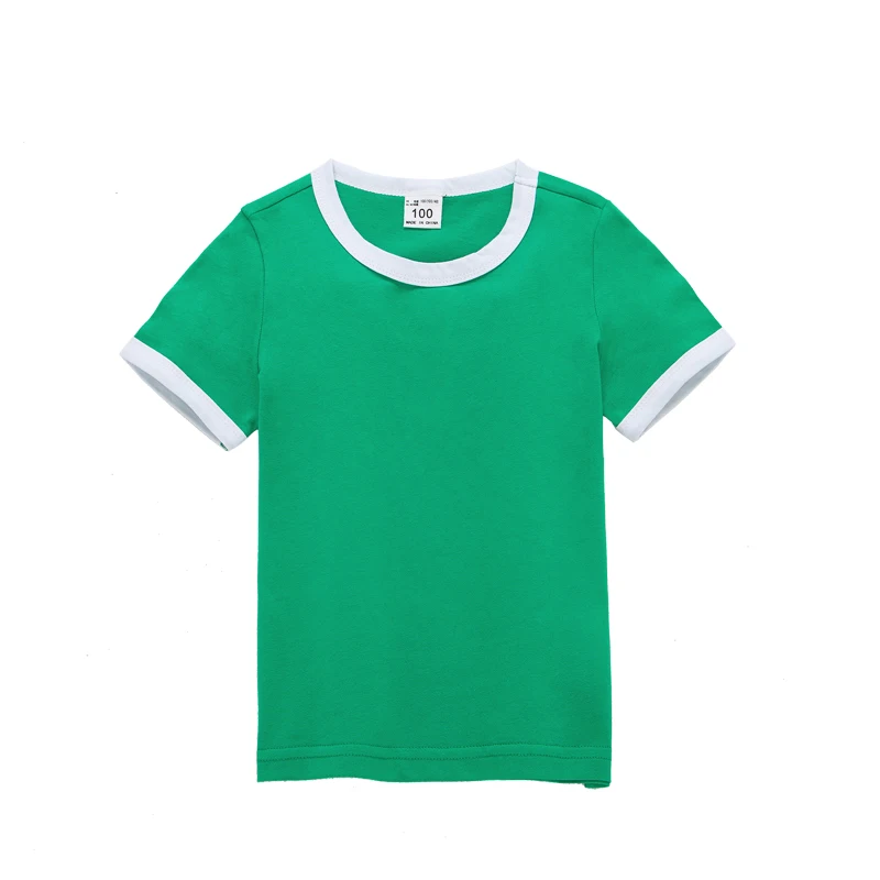 DE PEACH 2023 Summer Baby Boys Short Sleeve T-Shirt Girls Cotton Casual Tshirt Kids Fashion Spell Color Tops Children Clothes