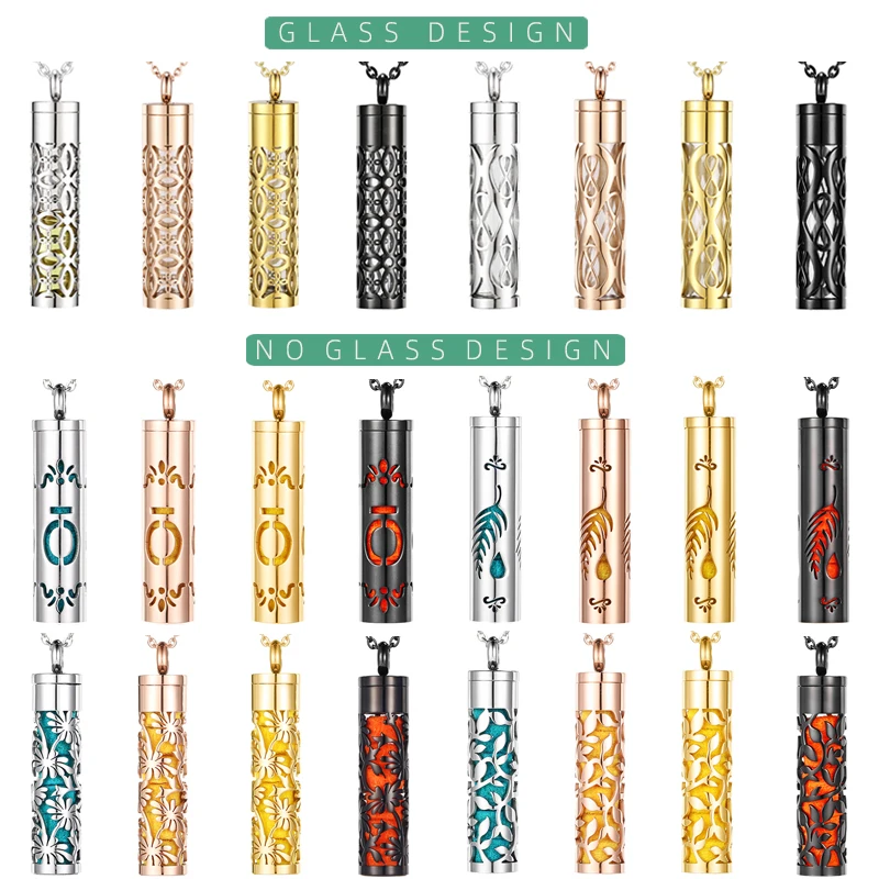 Free Hose or Padd Glass Aromatherapy Locket Necklace Jewelry Screw Stainless Steel Essential Oil Diffuser Pendant For Women Man image 6