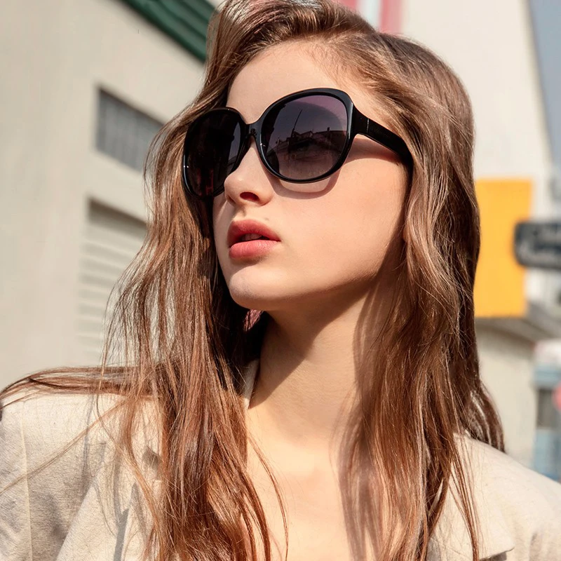 

PARZIN Sunglasses Women Brand Designer Elegant Oversized Female Sun Glasses Big Frame Polarized UV400 Ladies Shades Black P6216